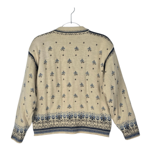 Dale of Norway Wool Zip Cardigan 2002 Salt Lake City Olympics Cream Blue Gray M - Picture 2 of 11